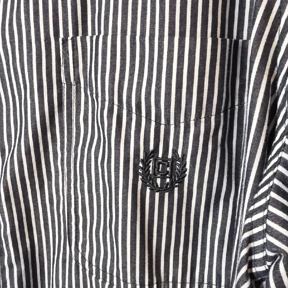 Chaps Striped Dark Blue White Dress Shirt XL - Picture 3 of 4